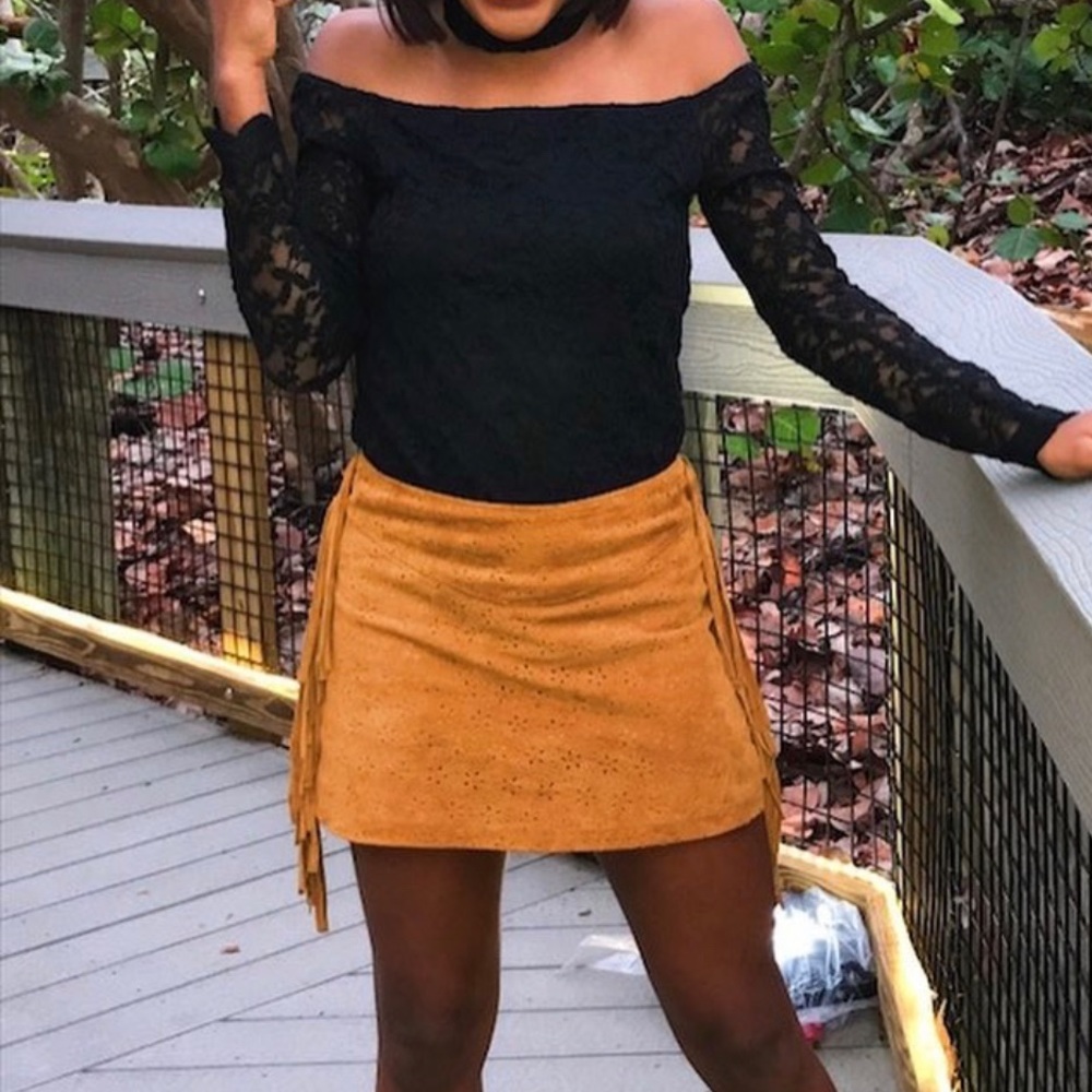 Brown suede tassel Forever 21 skirt